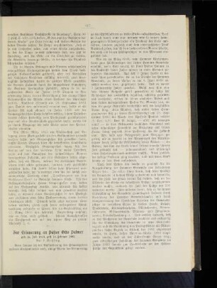 Zur Erinnerung an Pastor Otto Palmer