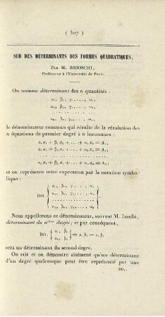 Sur de déterminants de formes quadratiques.