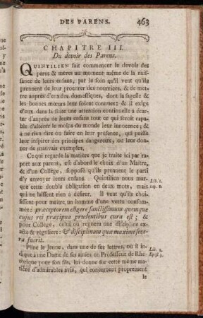Chapitre III. Du devoir des Parens.