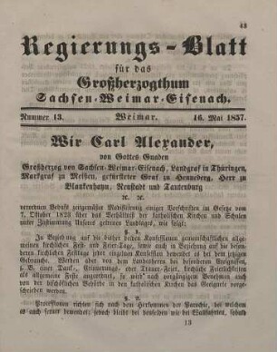 Nr. 13 : 16. Mai 1857