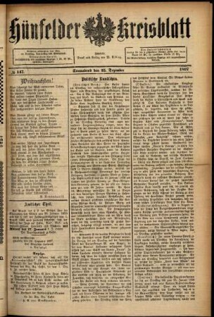 Ausgabe vom Samstag, den 25. Dezember 1897.