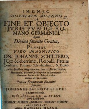 Disp. sol. de fine et obiecto iuris publici Romano-Germanici