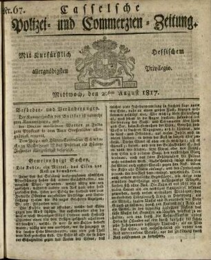 Nr. 67, Mittwoch, den 20sten August 1817