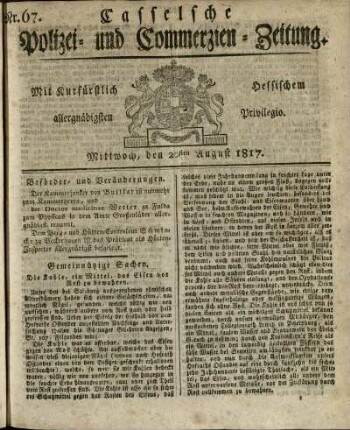 Nr. 67, Mittwoch, den 20sten August 1817