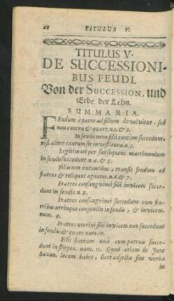 Titulus V. De Successionibus Feudi.