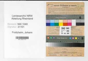 Entnazifizierung Johann Froitzheim , geb. 18.07.1908 (Metzger)