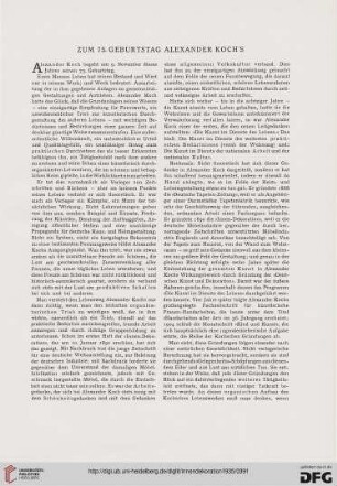 Zum 75. Geburtstag Alexander Koch's