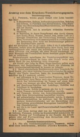 Auszug aus dem Kranken-Versicherungsgesetz