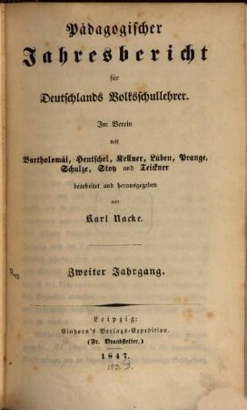 Pädagogischer Jahresbericht : von .... 2. 1847