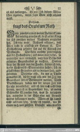 Pohlen fragt das Orakel um Rath