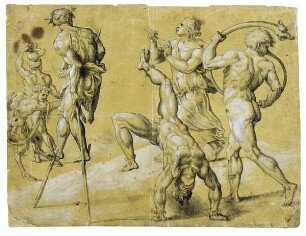 Figurenstudien nach dem "Triumphzug des Dionysos" (recto) & Figurenstudien (verso)