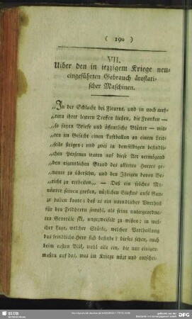 VII. Uiber den in iezzigem Kriege neueingeführten Gebrauch ärostatischer Maschinen