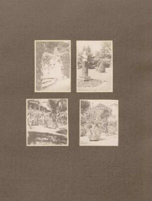 oben links: Engel im Park von Schloss Mainau oben rechts: Denkmal Friedrichs I. von Baden im Park von Schloss Mainau links unten: Partie im Park von Schloss Mainau rechts unten: Partie im Park von Schloss Mainau