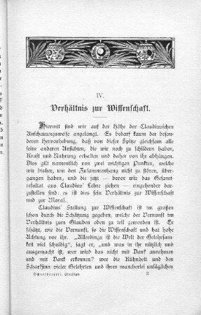 IV. Verhältnis zur Wissenschaft.