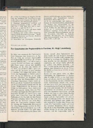 Zur Geschichte der Papiermühle in Farchau, Kr. Hzgt. Lauenburg.