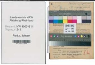 Entnazifizierung Johann Funke , geb. 04.04.1884 (Betriebsmeister)