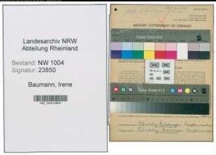 Entnazifizierung Irene Baumann , geb. 23.04.1898 (Kauffrau)