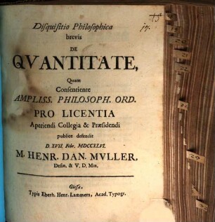 Disquisitio philos. brevis de quantitate