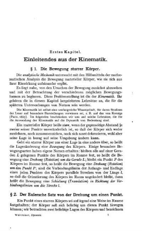 § 1. Die Bewegung starrer Körper.
