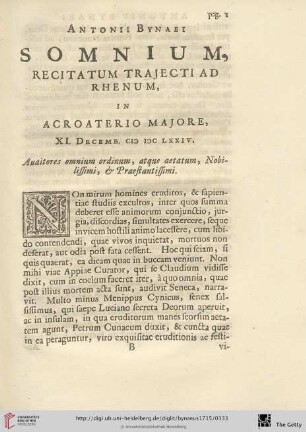 Somnium, recitatum trajecti ad rhenum