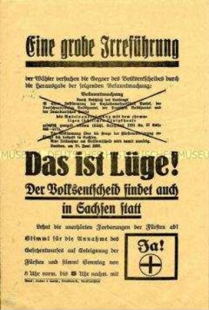 Flugblatt zum Volksentscheid für die Fürstenenteignung