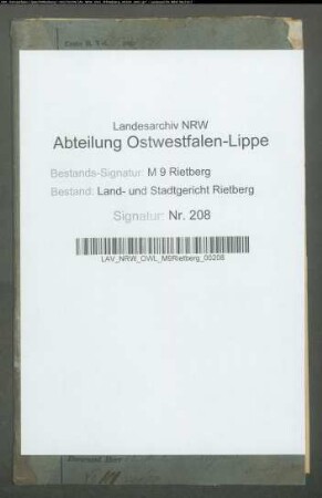 Erblasser: Manhardt, Christoph Johann: Testament