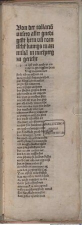 Von der collacion vnsers aller gnedigisten hern vnd romischen kunigs maximilian in nurenperg zu gericht
