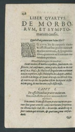 Liber Quartus. De Morborum, Et Symptomatum causis.