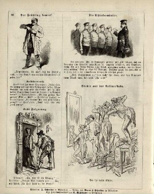 "Der Frühling kommt!" "Kecke Folgerung" "Die Schleckermäuler" "Studie aus der Kellnerstube"