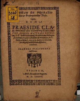 Quaedam de probationibus et praesumptionibus theses