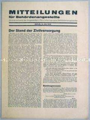 Mitteilungsblatt für Behördenangestellte u.a. zur Zivilversorgung