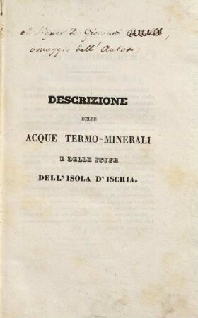 Descrizione delle acque termo-minerali e delle stufe dell'isola d'Ischia