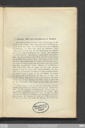 1. Aussehen, Sitten und Lebensführung der Mongolen.