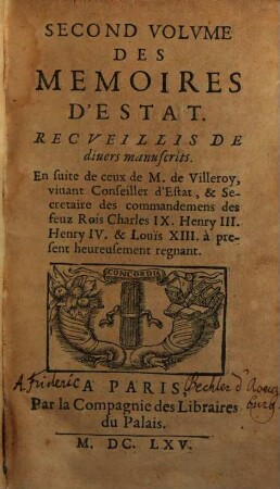 Mémoires D'Estat, 2