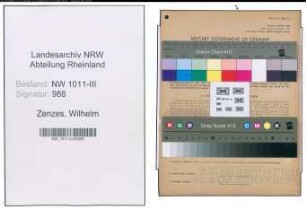 Entnazifizierung Wilhelm Zenzes , geb. 28.05.1901 ()