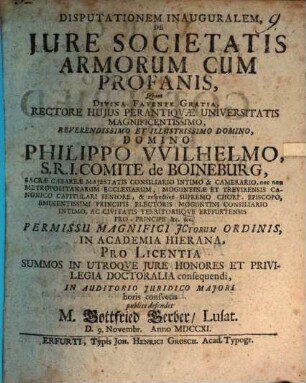 Disp. inaug. de iure societatis armorum cum profanis