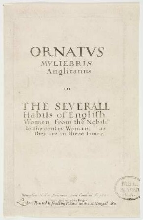 Titelblatt: Ornatus Muliebris Anglicanus