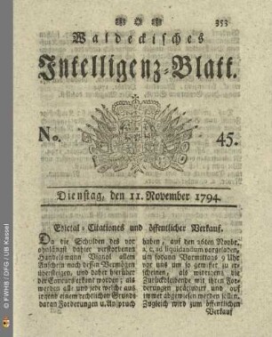 No. 45. Dienstag, den 11. November 1794