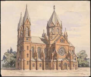 Studie zur Garnisonskirche, Stuttgart: Perspektivische Ansicht