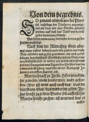 Von dem begrebnis.