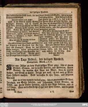 Am Tage Andreä, des heiligen Apostels, Evangelium, Matth. 4. v. 18.