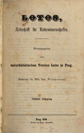 Lotos : naturwiss. Zeitschr., 6. 1856