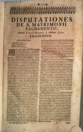 R. Patris Thomae Sanchez Cordubensis E Societate Jesu, De Sancto Matrimonii Sacramento Disputationum Tomi Tres