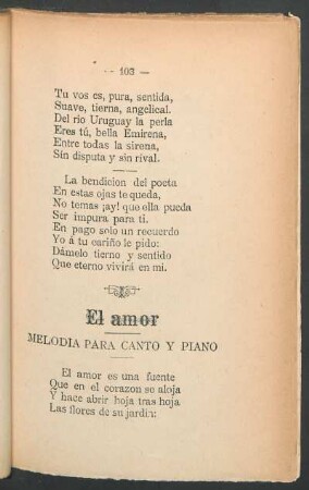 El amor : Melodía para canto y piano