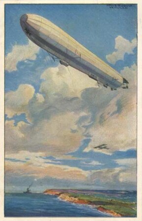 Erster Weltkrieg - Postkarten "Aus großer Zeit 1914/15". "Reichsmarineluftschiff. Wacht an deutscher Ostseeküste" - "Deutscher Luftflotten-Verein für Schaffung einer starken deutschen Luftflotte und Förderung der Luftfahrerschule!"