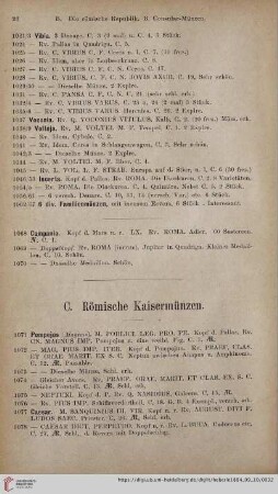 C. Römische Kaisermünzen (Nr. 1071 - 3552)