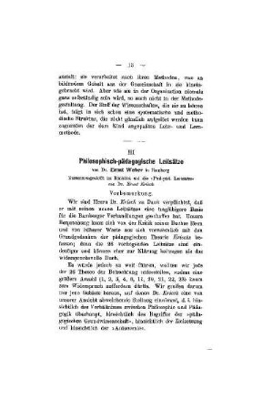 Philosophisch-pädagogische Leitsätze : von Dr. Ernst Weber in Bamberg