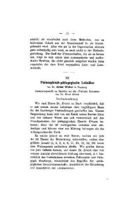 Philosophisch-pädagogische Leitsätze : von Dr. Ernst Weber in Bamberg