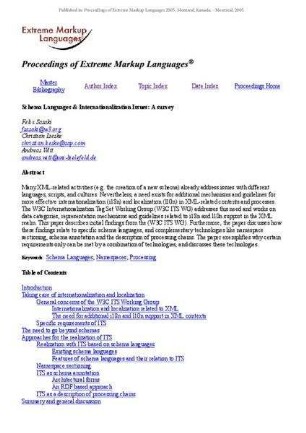 Schema Languages & Internationalization Issues: A survey