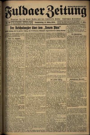 Erste Ausgabe vom Donnerstag, den 13. März 1930.